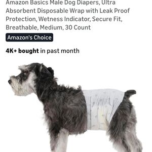 Amazon Basics White Male Dog Diapers - Medium, Disposable Absorbent Wrap